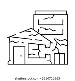 siesmic collapse line icon vector. siesmic collapse sign. isolated contour symbol black illustration
