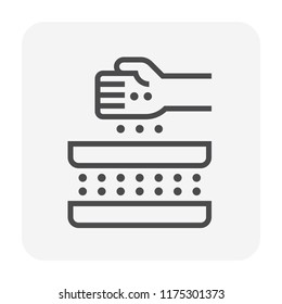 Sieve Analysis Vector Icon. Laboratory Test Procedure Of Geotechnical Engineering With Soil Sampling, Steel Mesh. To Segregation, Classification Or Assess Grain Particle Size Distribution. 64x64 Pixel