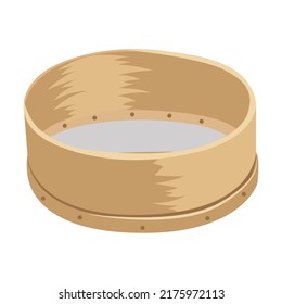 Sieve for flour. Cooking equipment, mixer, flour, different kinds of bread isolated on white. Vector illustration