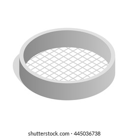 Sieve icon in isometric 3d style isolated on white background. Baking tools symbol