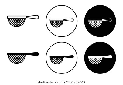 sieve icon. kitchenware utensil household shaker filter netting. flour sifter colander drain container vector. kitchen sift sieve netting drainer to cook symbol set sign