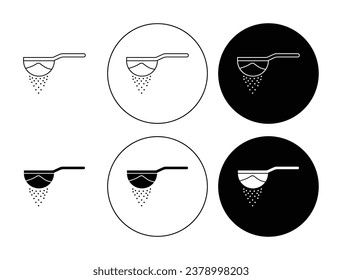 sieve icon set in black. tea or coffee colander vector sign. flour strainer symbol for Ui designs.