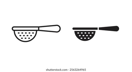 Sieve icons in flat and line style set.