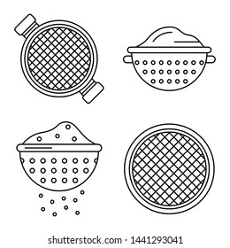 Sieve icons set. Outline set of sieve vector icons for web design isolated on white background