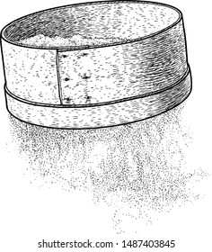 Sieve illustration, drawing, engraving, ink, line art, vector