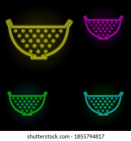 sieve neon color set icon. Simple thin line, outline vector of kitchen icons for ui and ux, website or mobile application