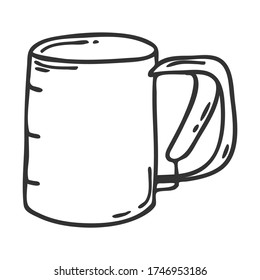 Sieve for sifting flour. Kitchen utensils. Design element for decorating menu, recipes, and food packaging. Hand drawn and isolated on white. Black-white vector illustration.