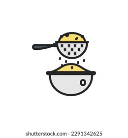 Sieve, strainer, kitchenware filled outline icons. Vector illustration. Isolated icon suitable for web, infographics, interface and apps.