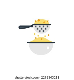 Sieve, strainer, kitchenware flat icons. Vector illustration. Isolated icon suitable for web, infographics, interface and apps.