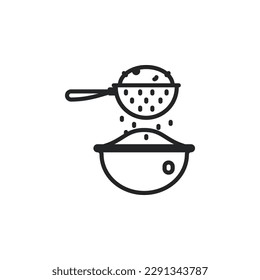 Sieve, strainer, kitchenware outline icons. Vector illustration. Isolated icon suitable for web, infographics, interface and apps.