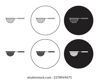 sieve thin line icon set. tea or coffee colander vector symbol. flour strainer sign in black and white color