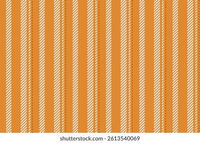 Sifficult vertical pattern textile, custom seamless texture stripe. December vector fabric lines background in orange and white colors palette.