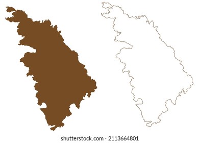 Isla Sifnos (República Helénica, Grecia, archipiélago de las Cícladas) mapa ilustración vectorial, dibujo garabato mapa de Sifnos