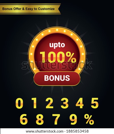 Sigh up Bonus. 100% Bonus. A editable Bonus label for offer. Game offer. vector illustration