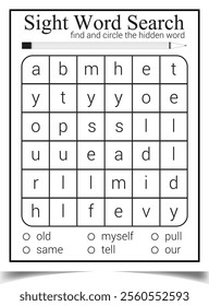 Sigh puzzle word page for children teaching