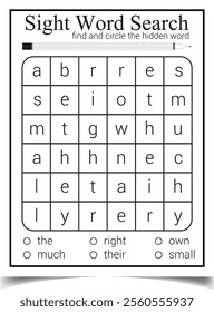 Sigh puzzle word page for children teaching