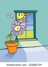Sigh. This sad flower just can't get a break. No fun in the sun for him.