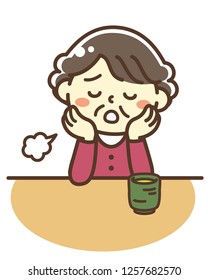 A sighing older woman