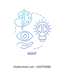 Sight blue gradient concept icon. Sensory receptor in advertising abstract idea thin line illustration. Well-designed logo. Color scheme. Isolated outline drawing. Myriad Pro-Bold font used