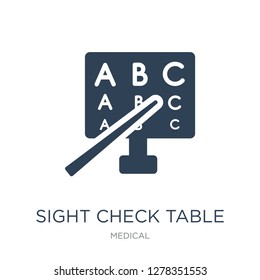 sight check table icon vector on white background, sight check table trendy filled icons from Medical collection, sight check table vector illustration
