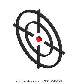 Sight Gun Vector Icon Isometric. Modern Target Illustration Of Crosshair Symbol For Web Design. Cross Mark Dot