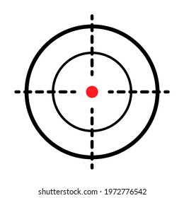 Sight gun vector icon. Modern target illustration of crosshair symbol for web design. Cross mark dot .