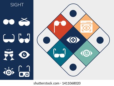 sight icon set. 13 filled sight icons.  Simple modern icons about  - Eye, View, Glasses, Sun glasses, Sunglasses, Vision