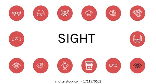 sight icon set. Collection of Glasses, Sunglasses, Eye, View, Blinds, Vision icons