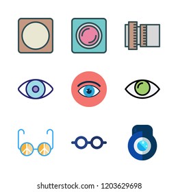 sight icon set. vector set about eye glasses, lens, eye and sunglasses icons set.