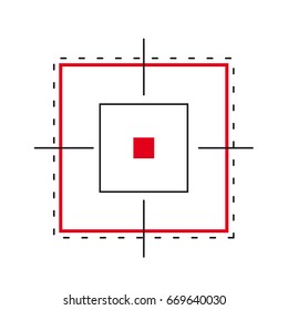 The sight icon. Symbol of the sniper scope isolated on a white background, the cross and the goal vector illustration.