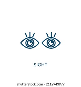 sight icon. Thin linear sight outline icon isolated on white background. Line vector sight sign, symbol for web and mobile