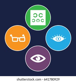 Sight icons set. set of 4 sight filled icons such as eye, eye test