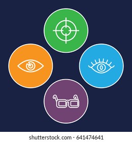 Sight icons set. set of 4 sight outline icons such as eye, glasses