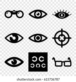 Sight icons set. set of 9 sight filled icons such as eye, eye test, glasses, binoculars