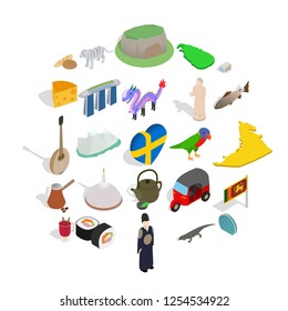 Sight icons set. Isometric set of 25 sight vector icons for web isolated on white background