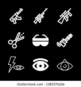 sight icons set with machine gun, guide and red eye vector set