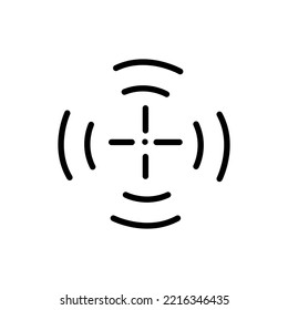 Sight line icon. Aim, Target, aim, backsight, arrows, bead, online store, profit, tracking, marketing. The target audience concept. Vector black line icon on a white background