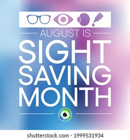 Sight Saving month se celebra cada año en Agosto, La celebración tiene como objetivo enfatizar la importancia de proteger y cuidar bien de los ojos. Ilustración del vector