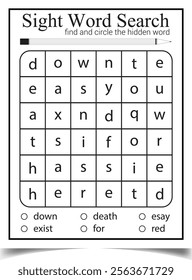 Sight search puzzle page for child practice