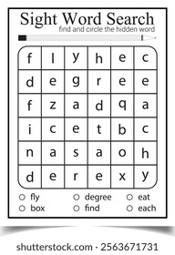 Sight search puzzle page for child practice