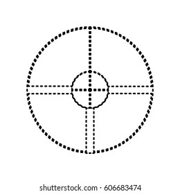 Sight sign illustration. Vector. Black dashed icon on white background. Isolated.