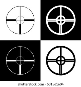 Sight sign illustration. Vector. Black and white icons and line icon on chess board.