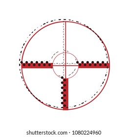 Sight sign illustration. Vector. Brown icon with shifted black circle pattern as duplicate at white background. Isolated.