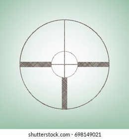 Sight sign illustration. Vector. Brown flax icon on green background with light spot at the center.