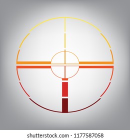 Sight sign illustration. Vector. Horizontally sliced icon with colors from sunny gradient in gray background.