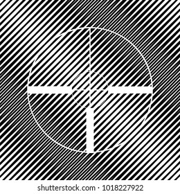 Sight sign illustration. Vector. Icon. Hole in moire background.