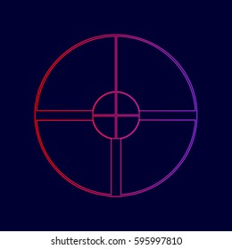 Sight sign illustration. Vector. Line icon with gradient from red to violet colors on dark blue background.