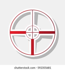 Sight sign illustration. Vector. New year reddish icon with outside stroke and gray shadow on light gray background.