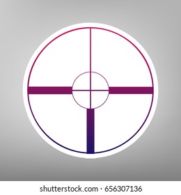 Sight sign illustration. Vector. Purple gradient icon on white paper at gray background.