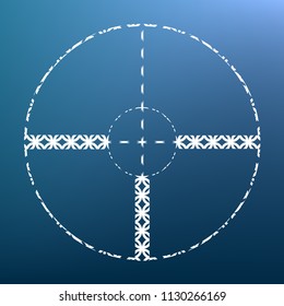 Sight sign illustration. Vector. White textured icon at lapis lazuli gradient background.